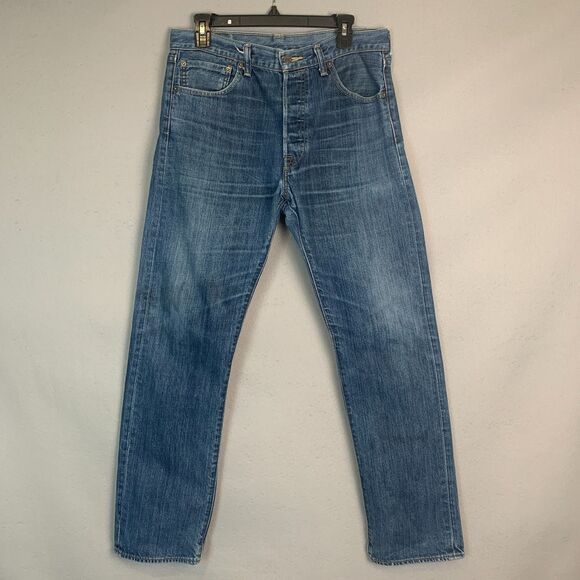 Levi’s 501 Original Fit Men’s Jeans Blue Denim Straight Leg Button Fly 34x32 - Picture 1 of 11